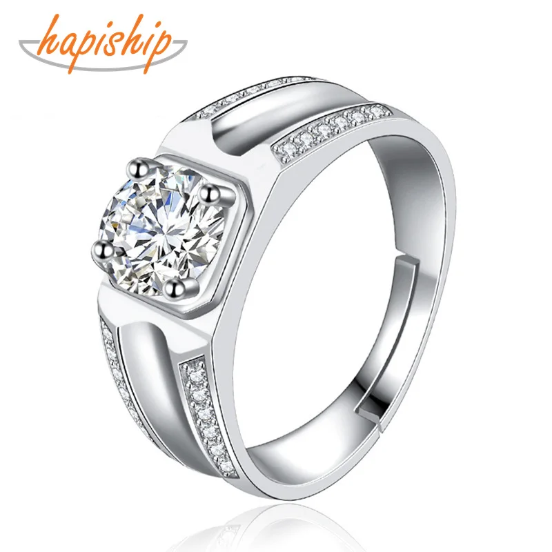 Hapiship 925 2019 серебро для мужчин Jewelry личность CZ открытие камень кольцо модные