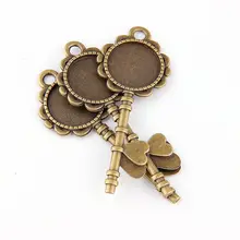 5 uds DIY envejecido bronce Vintage aleación amor llave camafeo redondo cabujón Base ajuste COLLAR COLGANTE bandeja 20mm joyería blancos