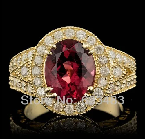 

14kt YELLOW GOLD 3.0CT UNTREATED Tourmaline 0.80CT GENUINE . RING
