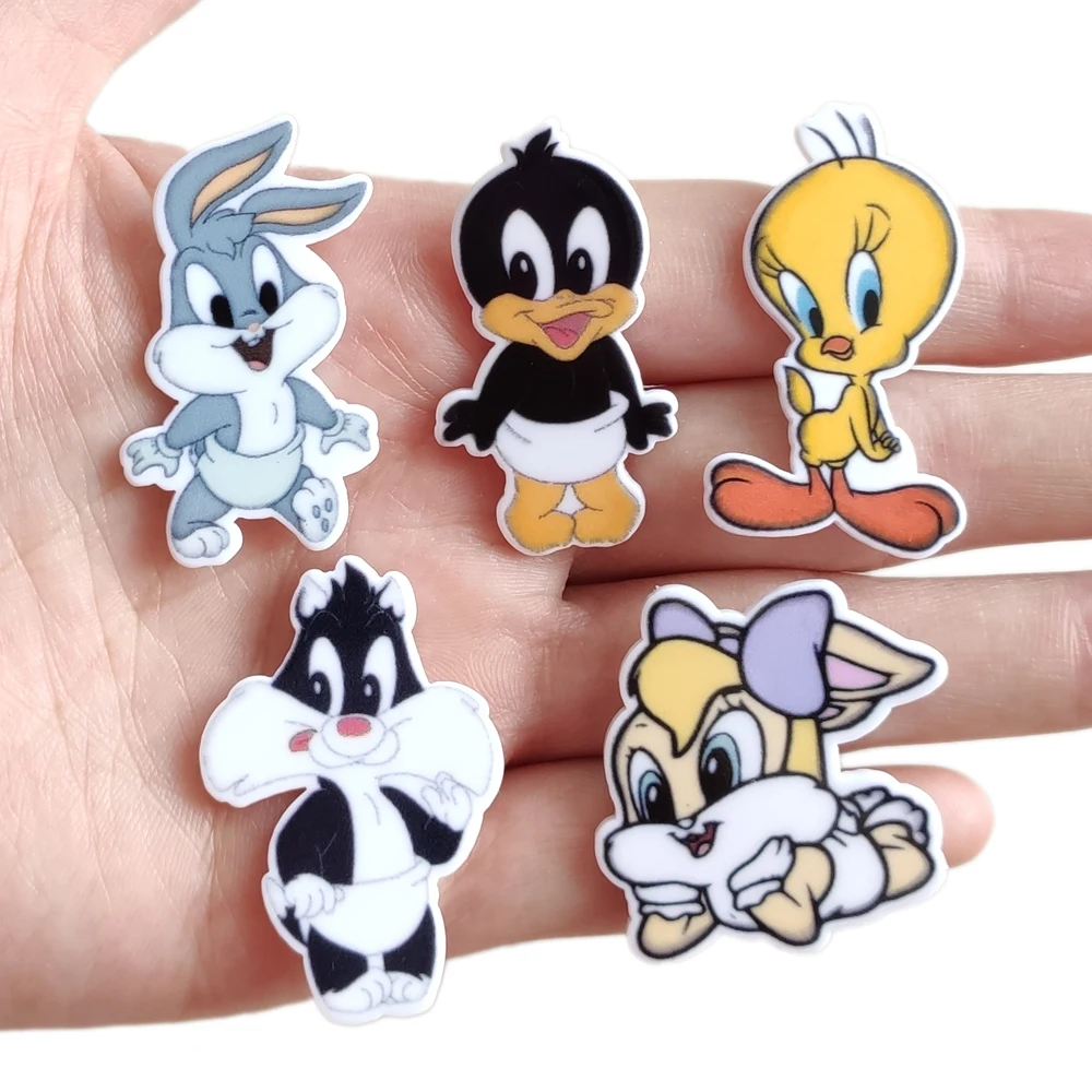 

50pcs 5 Styles Mixed Cute Cartoon Rabbit Cat Bird Duck Flatback Resin Cabochon Planar Resin DIY Craft Embellishments Accessories