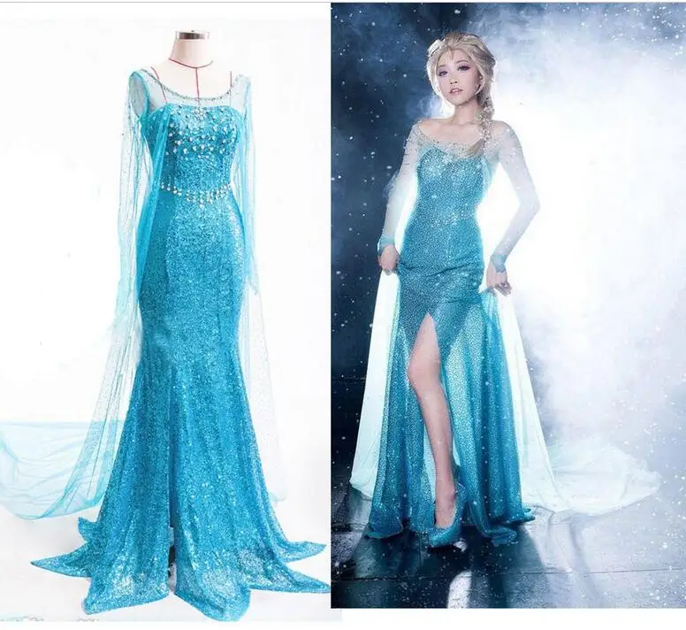 

2016 New Summer party Dress for Adult woman Elsa costume green Fever Elsa Anna dress Dress Queen ELSA Cosplay