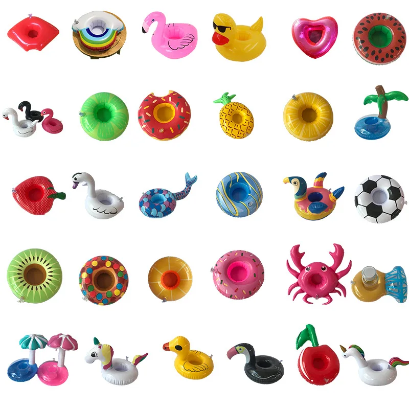 

2019 Hot Flamingo Unicorn Coaster Pvc Inflatable Water Floating Drink Cup Holder Cup Holder Coaster Flamingo Swimming Ring