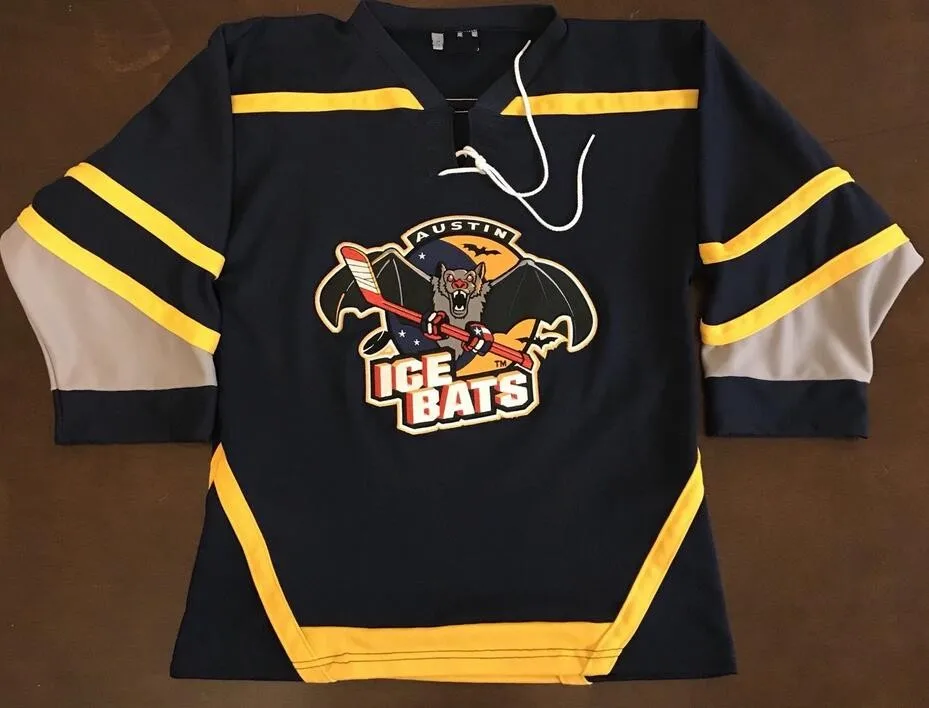 

Rare Vintage OT Austin Ice Bats Hockey Jersey Embroidery Stitched Customize any number and name Jerseys