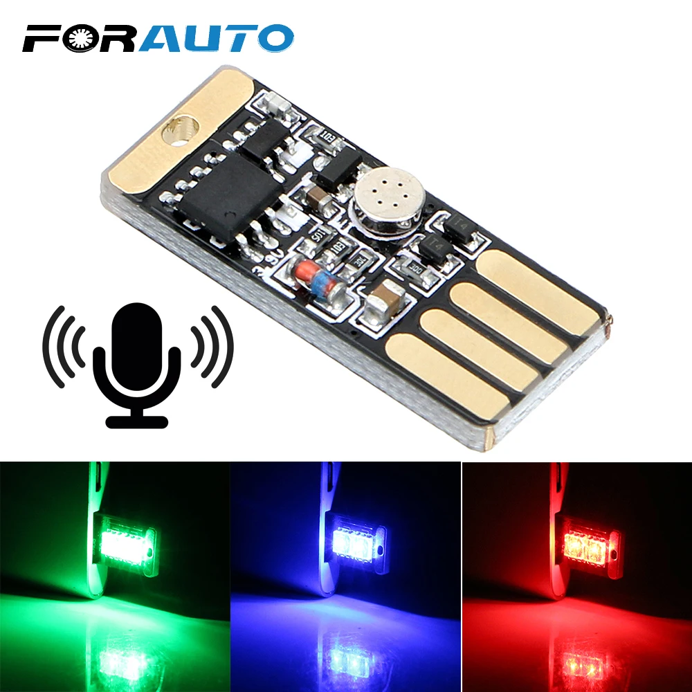 Автомобильный светодиодный светильник FORAUTO с сенсорным и звуковым управлением, автомобильная декоративная лампа RGB, музыкальный ритмический светильник с usb-разъемом для автомобиля