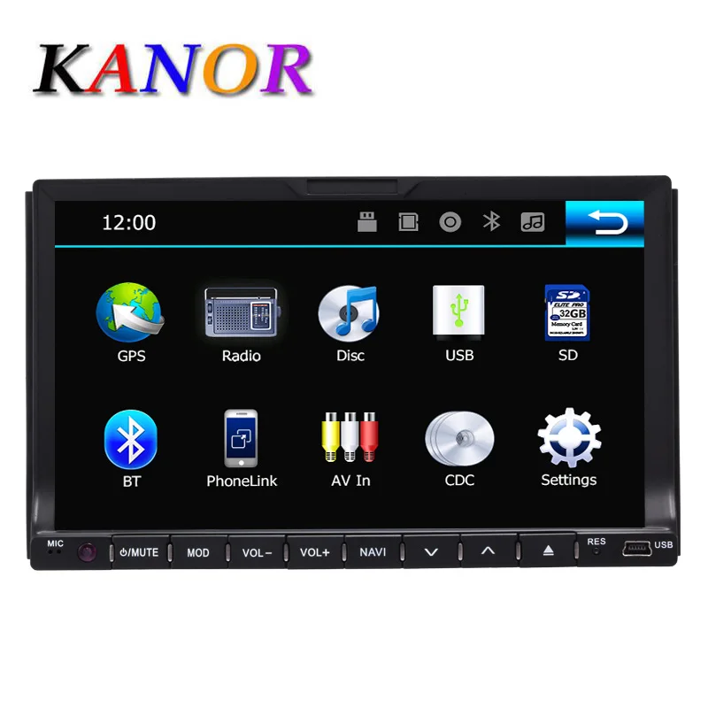 

KANOR 7 inch Universal Car Radio Double Car DVD Player GPS Navigation In dash Car Audio Stereo Video Free Map Car multimedia