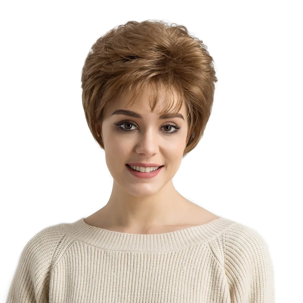 Occident Natural Real Brown Curly Short Hair Wigs Women's Fashion Slightly Synthetic Wig New Heat Resistant Wig Full Head Gift Occident Natural Real Brown Curly Short Hair Wigs Women's Fashion Slightly Synthetic Wig New Heat Resistant Wig Full Head Gift