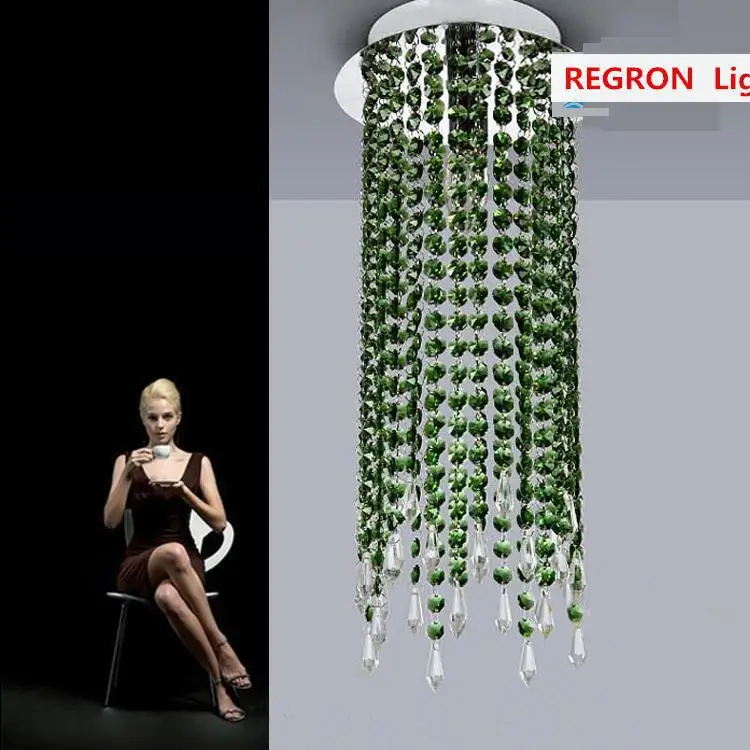 

Regron Modern Ceiling Luminary Contemporary Innovative Bead Curtaingreen Crystal1 Pc Ceiling Light Dining Room Corridor Children