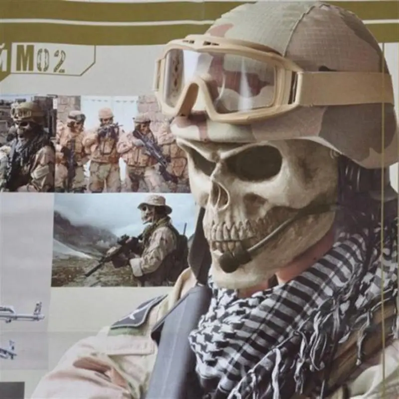 

Cool Cosplay Party Airsoft Mask Skull Military Skeleton Airsoft Paintball Soldier Half Face Mask (Yellow)
