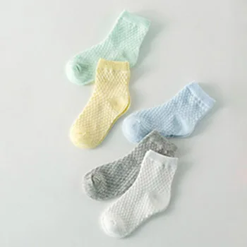 5 пар = 10 шт./лот, носки для малышей летние сетчатые хлопковые носки в горошек в полоску для новорожденных девочек и мальчиков, детские носки для От 1 до 10 лет - Цвет: F