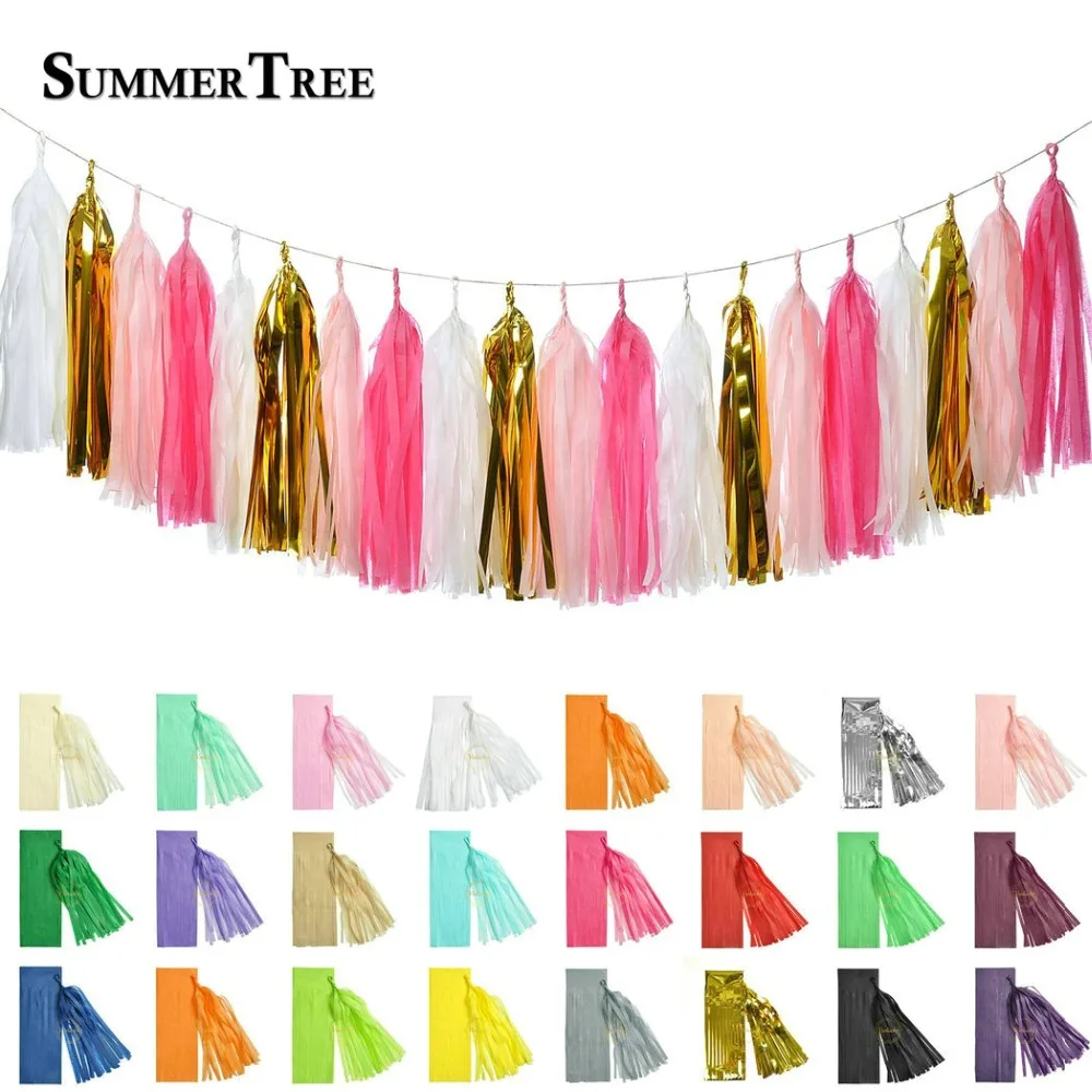 

5pcs 14inch 35cm Tissue Paper Tassel Garland DIY Paper Flower Wedding New Year Party Birthday Craft Baby Shower Decoration