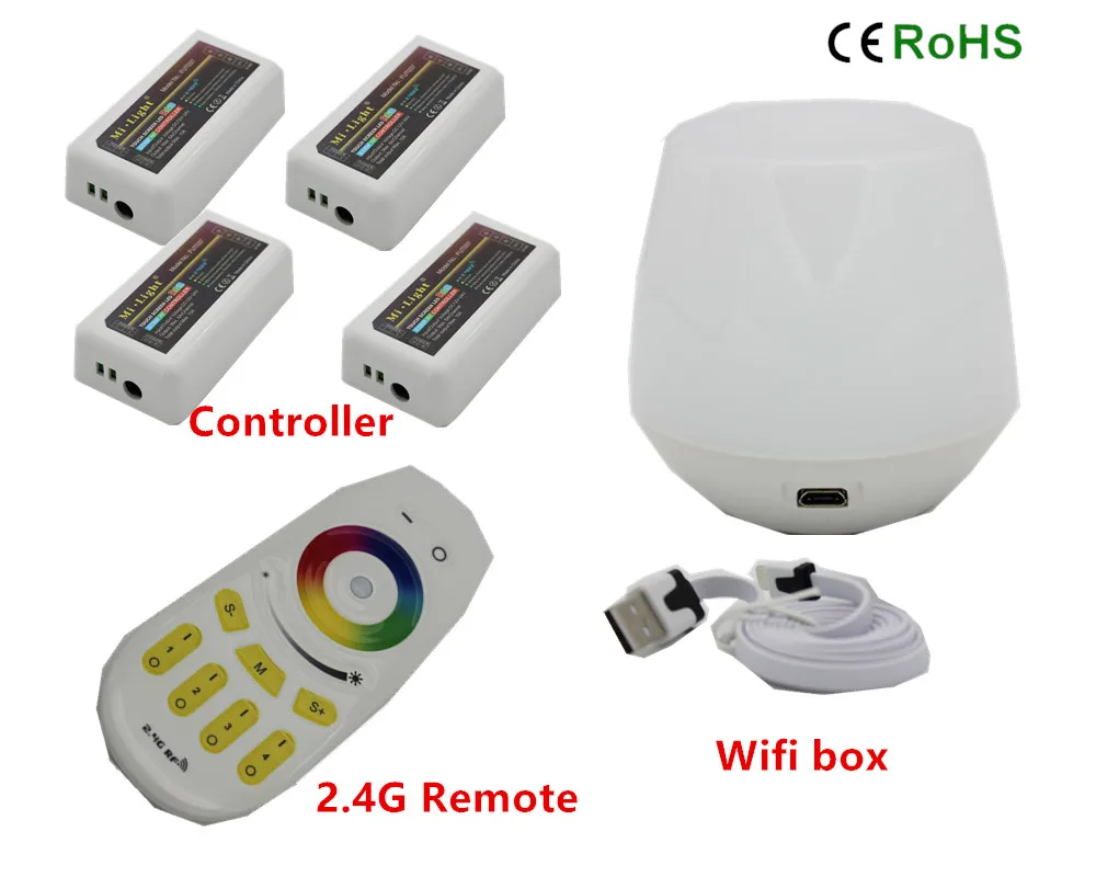 WiFi Controller led mi light hub+ RF touch 4 Zone remote+4pcs 2.4G ...