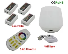 WiFi Controller led mi light hub+ RF touch 4 Zone remote+4pcs 2.4G Controller for LED Strip RGB RGBW RGBWW 12V-24V Free ship