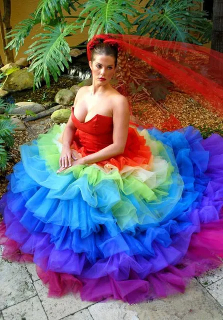Aliexpress.com : Buy Luxury Colorful Rainbow Wedding Dresses 2016 A