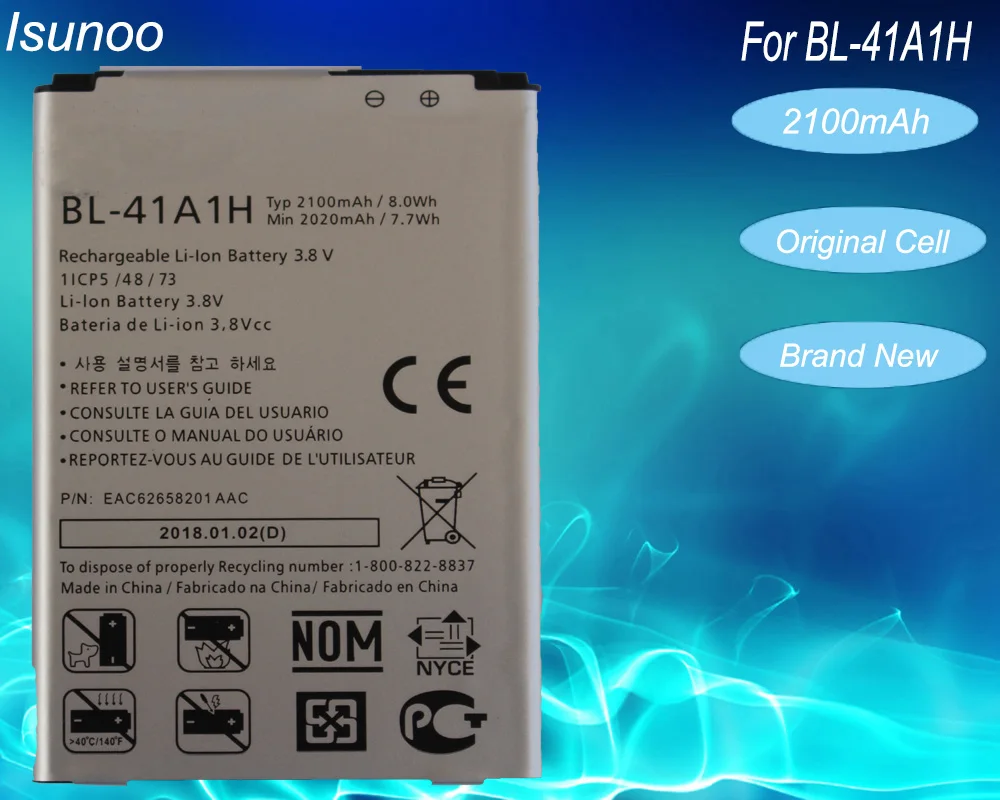 

ISUNOO BL-41A1H Internal Battery for LG Optimus F60 MS395 D390N Tribute VS810PP Transpyre LS660 Battery Replacement