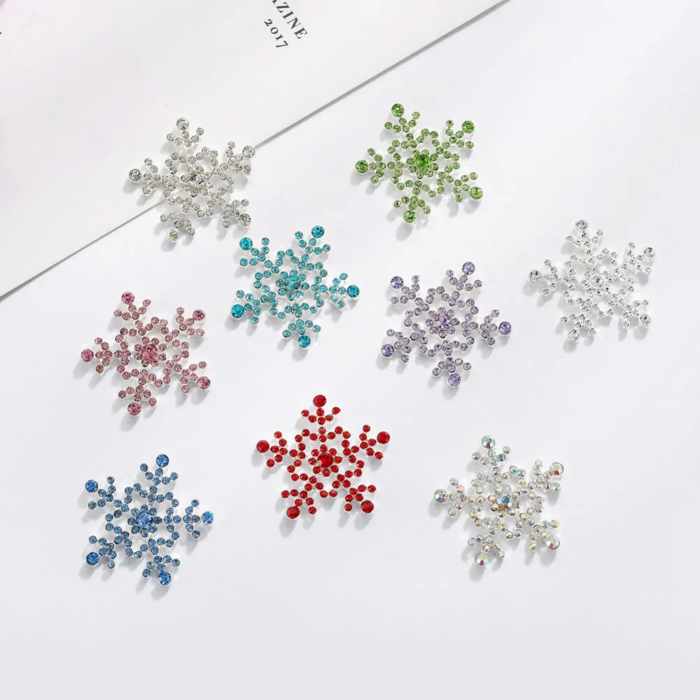 25 мм flatback горный хрусталь Кнопка Снежинка для рождества 100 шт (BTN 5401)|snowflake color|snowflake
