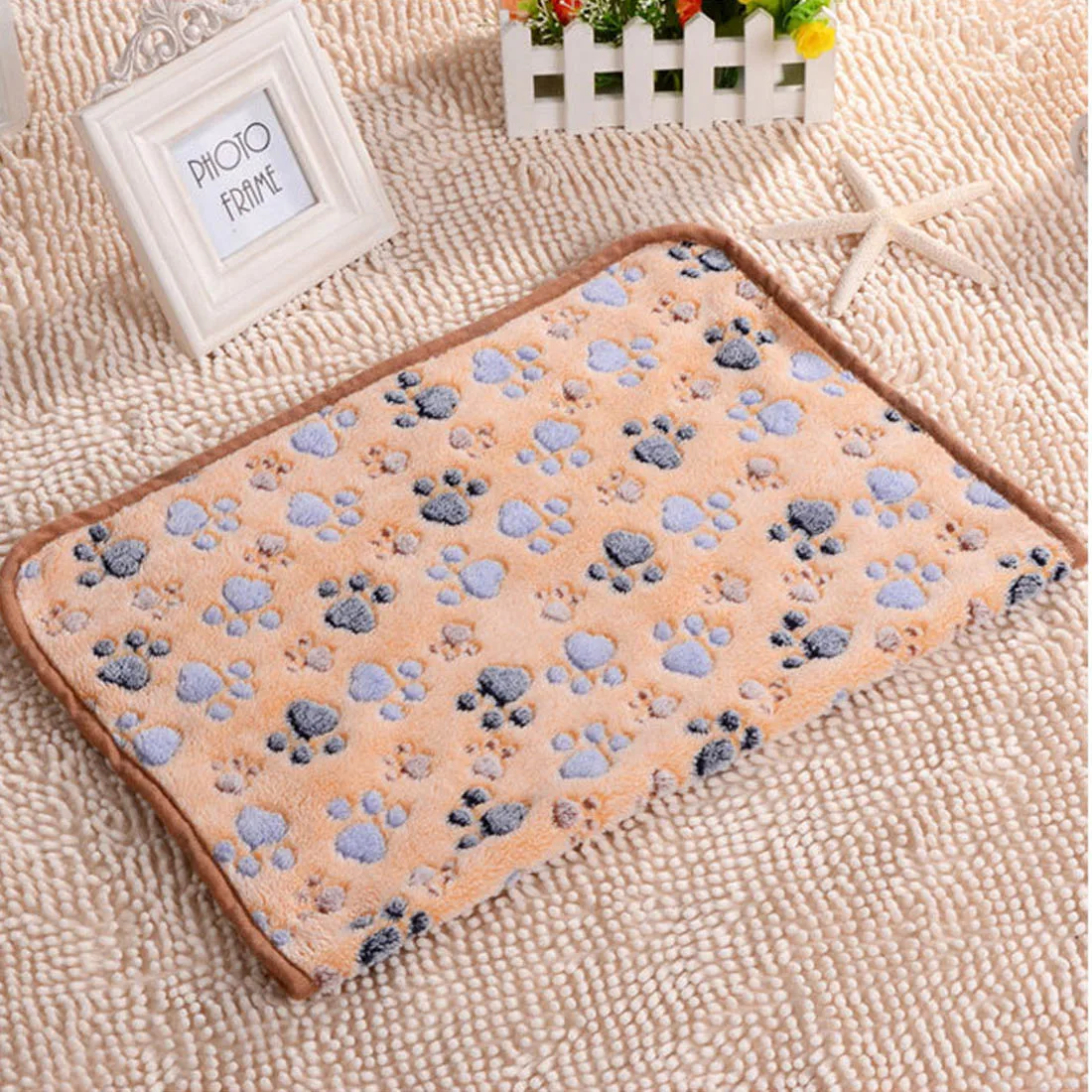 

Sell Well 40x60cm Cute Paw Pet Sleep Warm Dog Cat Mat Puppy Soft Coral Fleece Blanket Beds Pet Mats Sofas