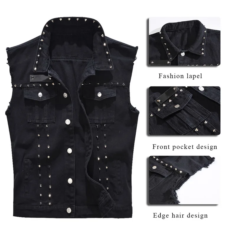 black denim waistcoat mens