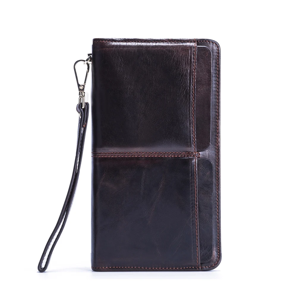 

Large Capacity Genuine Leather Men Wallets Zipper Business Male Wallet Fashion Purse Card Holder Long Clutches Wallet