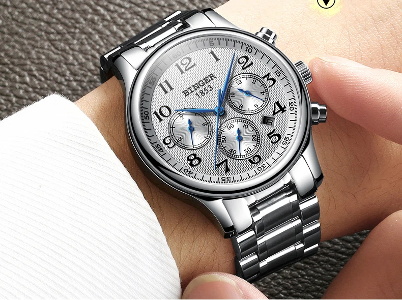 Швейцарские женские часы Бингер, роскошные брендовые японские кварцевые часы с механизмом, водонепроницаемые часы Relogio Feminino, сапфировые часы B-603W-1