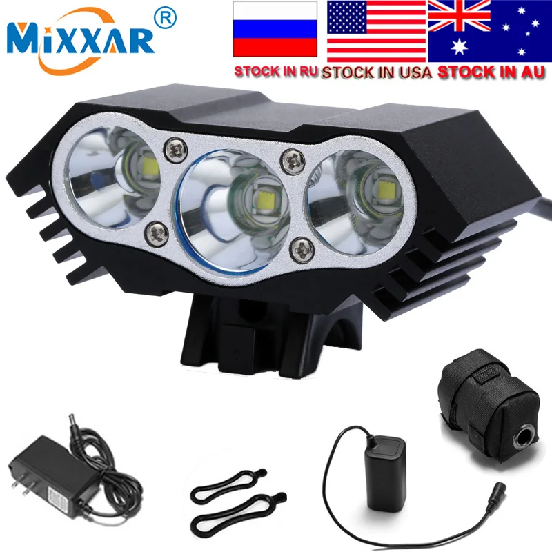 

LED Bicycle Light 9000LM 4 Modes 3XT6 Waterproof Night LED cycling Front Light Bike lights Headlamp Battery + Charger