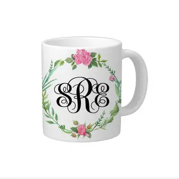 

Personalized Monograms Initials Ceramics Coffee Mug Floral Custom Letters Coffee Cup,Valentines Christmas Wedding Birthday Gift