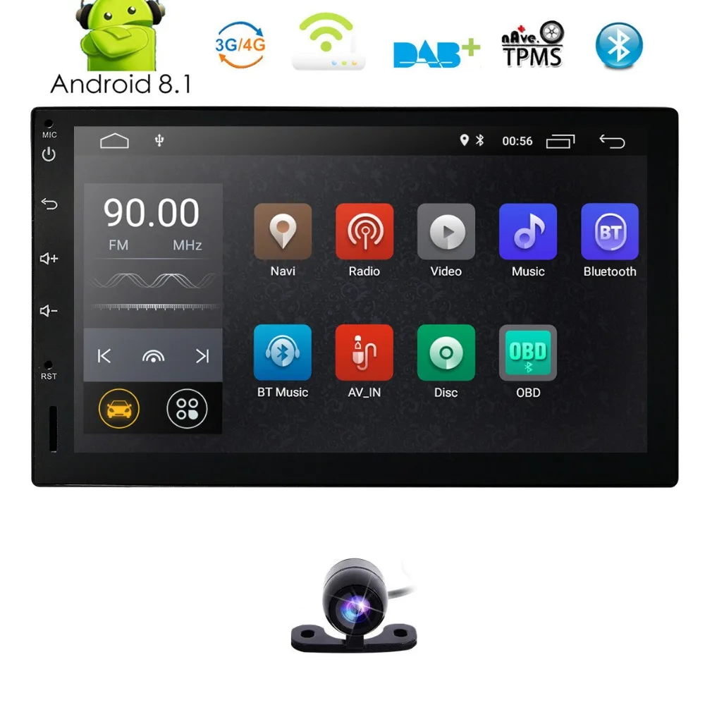 In Dash Andriod 8.1 Double 2Din 7/" Car Stereo GPS DAB Radio WiFi 4G Head Unit E