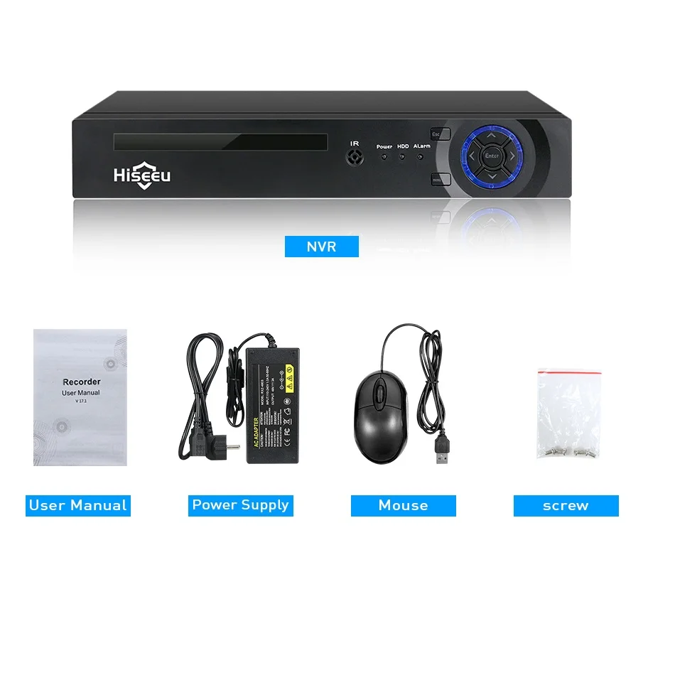 Hiseeu H.265 H.264 4/8CH POE NVR безопасности ip-камера видеонаблюдения CCTV система P2P поддержка ONVIF сетевой видеорегистратор