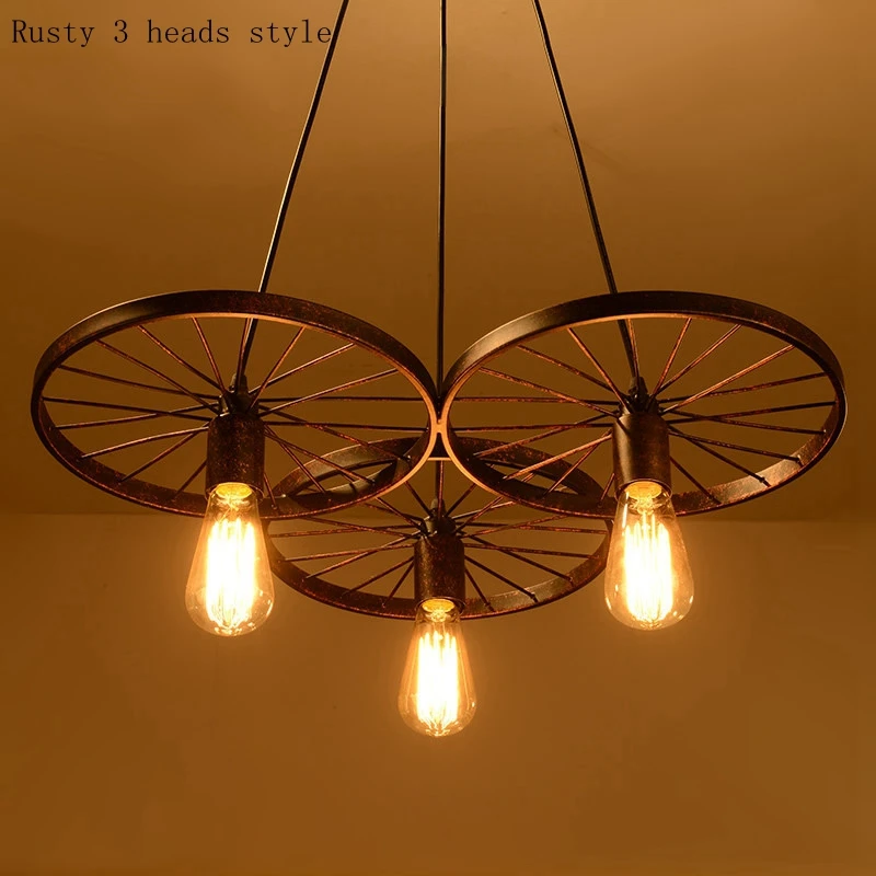 

Retro Industrial Vintage personality Old Nordic Style Wind Chandelier American Rustic Antique Exhibition Hall Iron Wheels