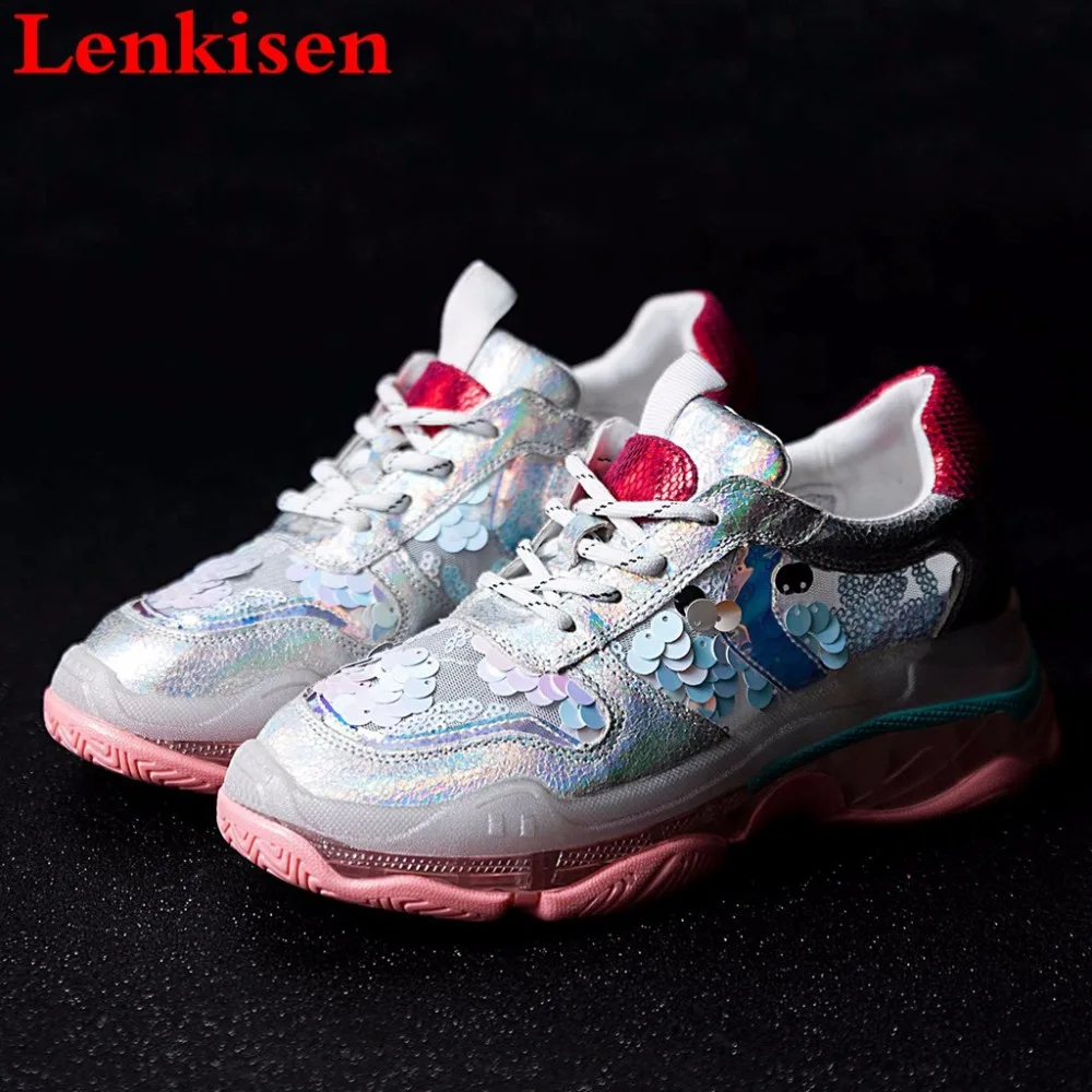 

Lenkisen limited customization mixed colors round toe lace up concise style sneakers high bottom European vulcanized shoes L41