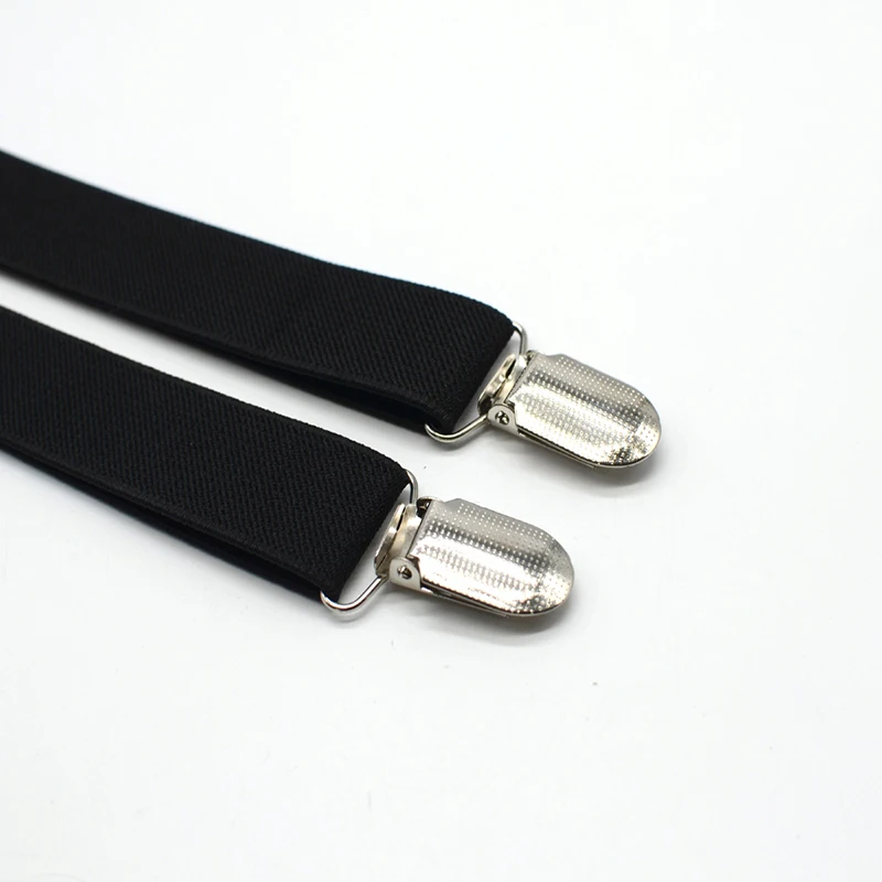 Чисто черные подтяжки галстук комплект унисекс для взрослых 4 клипы Щепка отрегулировать Для мужчин t Длина высокая эластичность Для