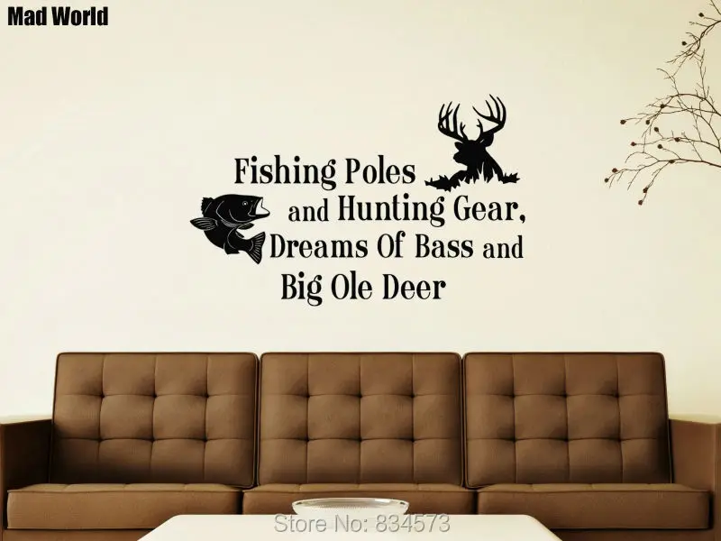 Mad World Country Fishing Poles And Hunting Gear Wall Art Stickers