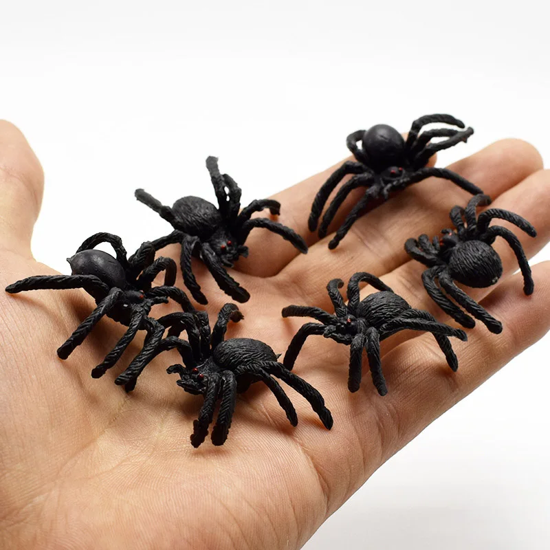 

10Pcs Plastic PVC Simulation Spiders Toy Mini Animal Black Spider Insect Halloween April Fool'S Day Gift Tricky Jok Shock Toy