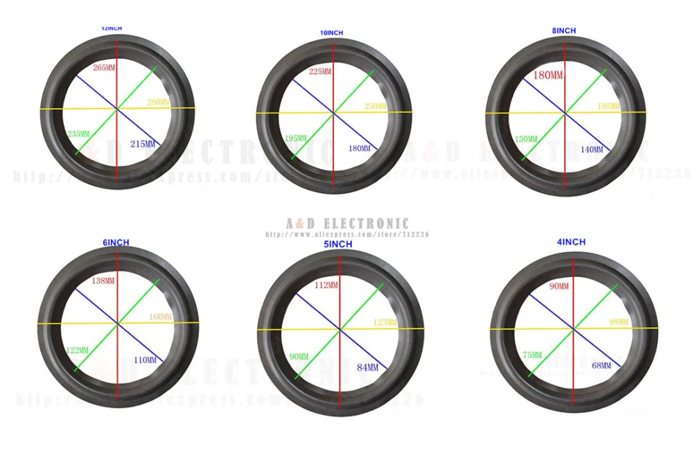 10 шт./лот 4 ''5'' 6 ''8'' 10 ''12' 15' 4 дюйма 6 дюймов 12 дюймов кольцо из вспененного материала для динамика боковой бас громкий динамик ремонтная часть