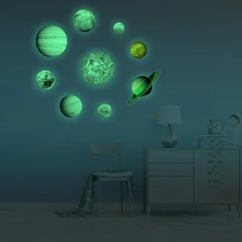 

Glow In The Dark 30cm Round Planets Star PVC Wall Stickers Kids Ceiling Wall Bedroom Decorative Stickers DIY Vinyl Art Mural