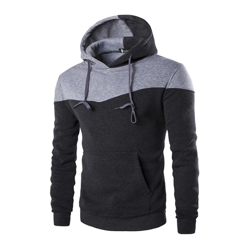

Autumn Male Sweatshirt Teenage Casual Jacket Coat Slim Fitness Jumper Harjuku Patchwork Hooded Hoody