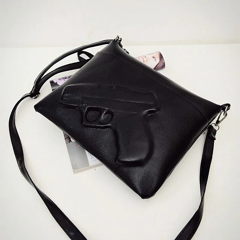 2017 new designers women 3D handbag print gun messenger bags female