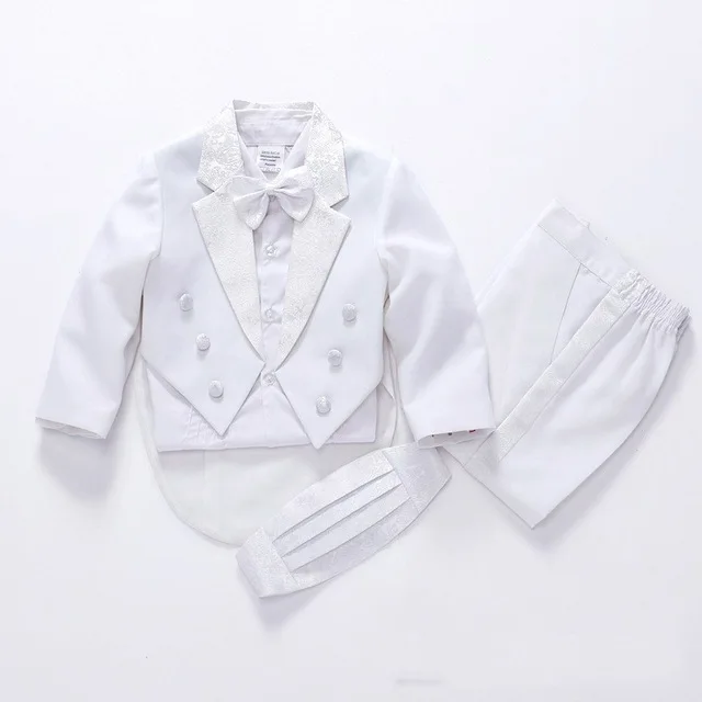 

2018 Fashion black/white child suit wedding suits for boys Flower girl suits baby suits 5-Piece free shipping