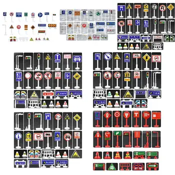 

New 28Pcs Cute Children Early Educational Toys City Road Buildings Parking Map Traffic Road Signs City Map Accessories A-G