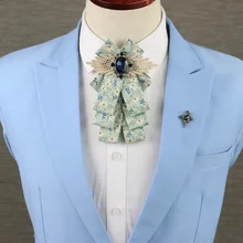 Британский мужской многослойный стилист Свадебные деловые галстуки Бабочка ручной работы Костюмы горный хрусталь сплав кристалл галстук