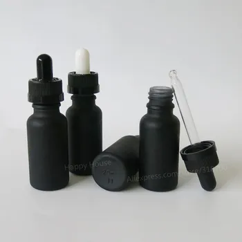 

360 x 20ml Frosted Black Boston Round Glass Bottles with save Dropper,20cc Glass Bottle With Child Proof Dropper