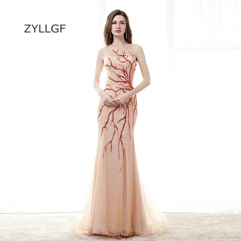 ZYLLGF блестки бисером платья для мам пикантные Sheer Вернуться Русалка без рукавов в западном стиле Свадебная вечеринка платье Q145