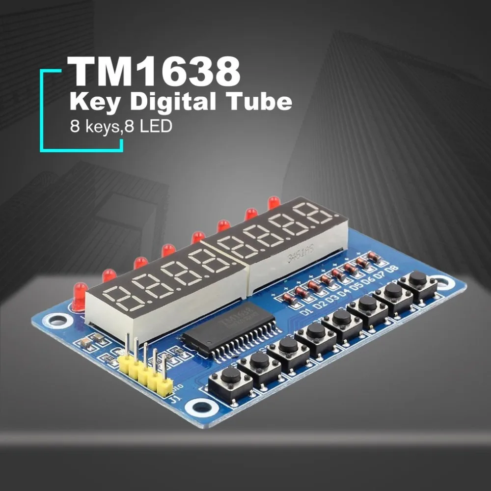 

TM1638 Key Digital Tube LED Display Module Eight Digital Tube LED Button With Dupont Line 8-Bit WAVGAT for STC microcontroller
