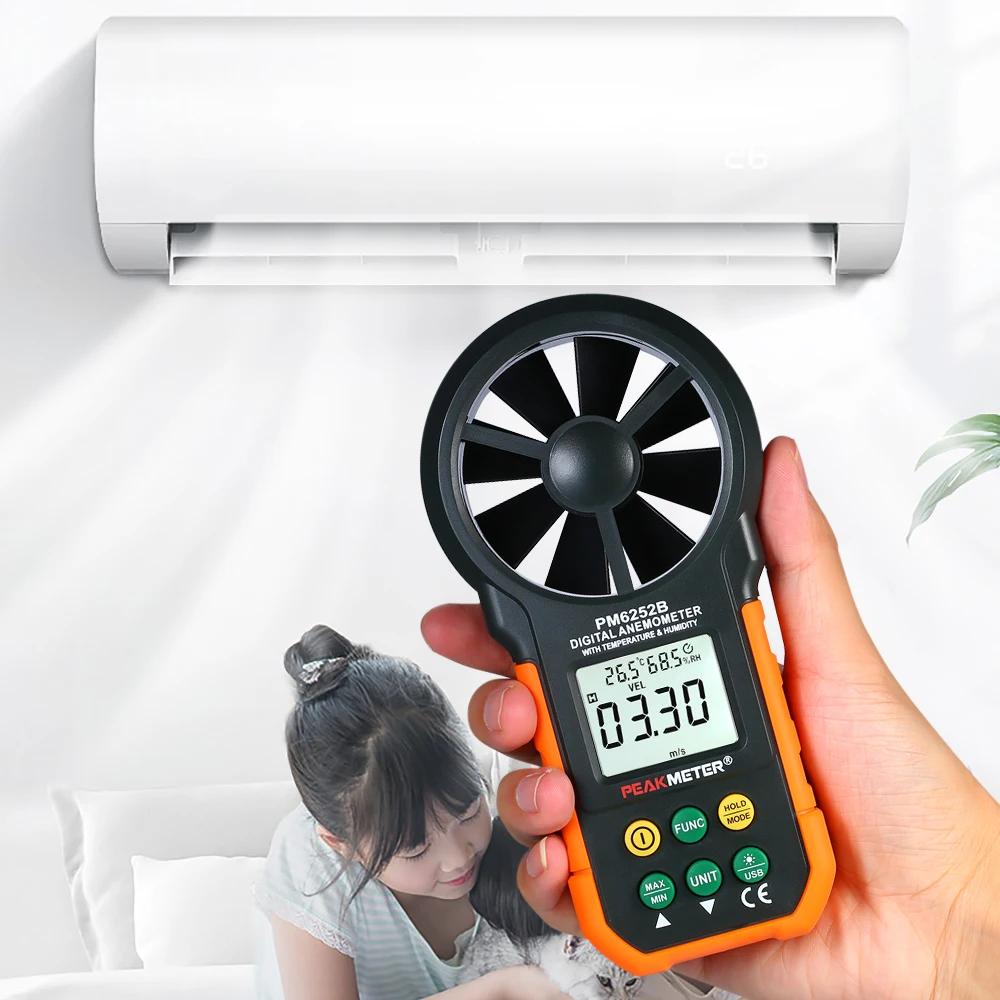 

Multifunction Anemometer RPM Meter Digital Wind Speed Sensor Wind Meter Windmeter Air Volume Temperature Humidity Tester