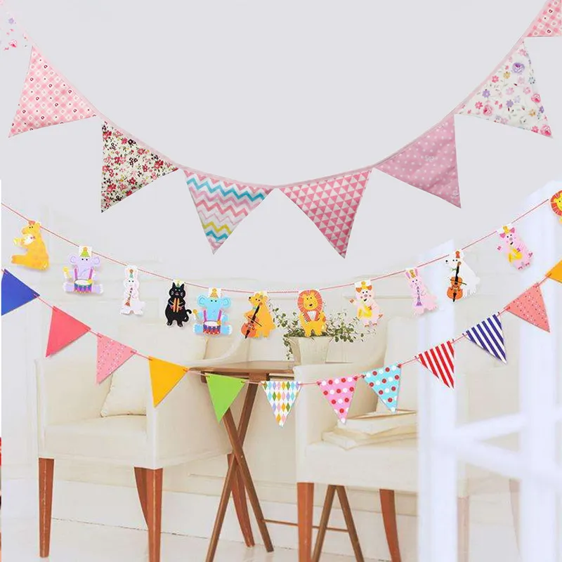 

3.2m Pirate Theme Cotton Fabric Bunting Pennant Flags Banner Garland Wedding/Birthday/Baby Shower Party Decoration