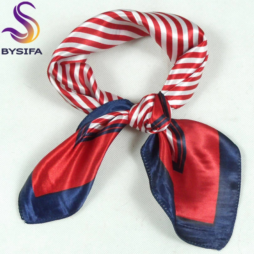 [BYSIFA] Small Silk scarves For Women,52*52cm Ladies's Polyester Red