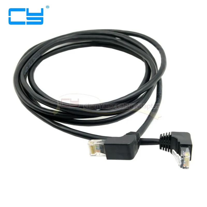 Para baixo Duplo 90 para a Direita Em Angulo bend 8P8C FTP STP UTP Cat 5e Lan Ethernet Rede патч корд Cabo Macho 2 m|patch cord|lan