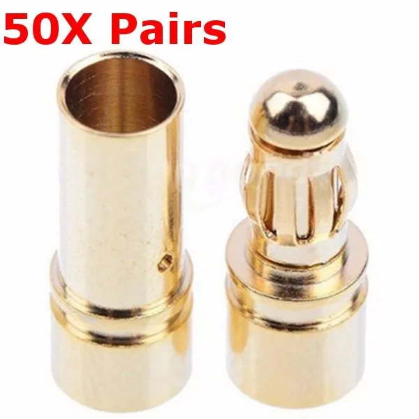 

50 Pairs (100 pcs) 3.5mm Bullet Connector Banana Plug Multirotor Spare Part For RC Battery / Motor RC Drone