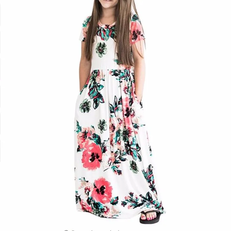 Filles Brillant Imprimé Floral Coton été Enfants Plage