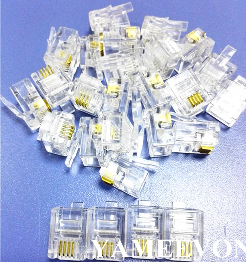 

100PCS 4Pin RJ10 Telephone Cable End Connectors Plugs 4P4C