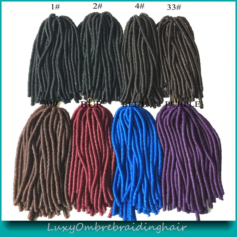 5pcs/lot 110g 15 strands/pc 18 100% Kanekalon Crochet Pre Twist Braids Synthetic Soft Dreadlocks Faux Locs Braid Hair Extension